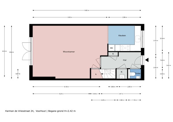 Floorplan - Harman de Vriesstraat 24, 2215 PR Voorhout